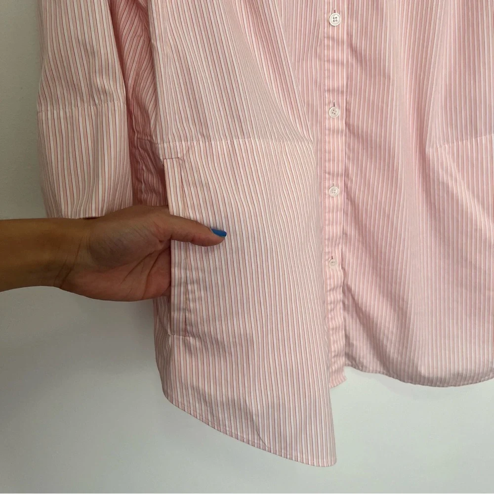 Lafayette 148 New York 3/4 Sleeve Button Down Pinstripe Blouse Size 2X - Picture 2 of 9